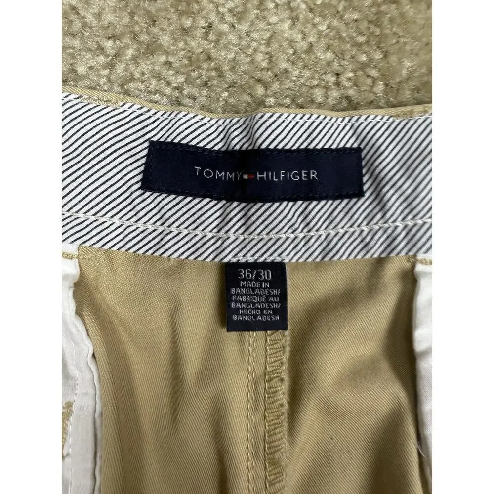 Tommy Hilfiger Pleated Chino Tan Size 36 x 30 Khakis A628